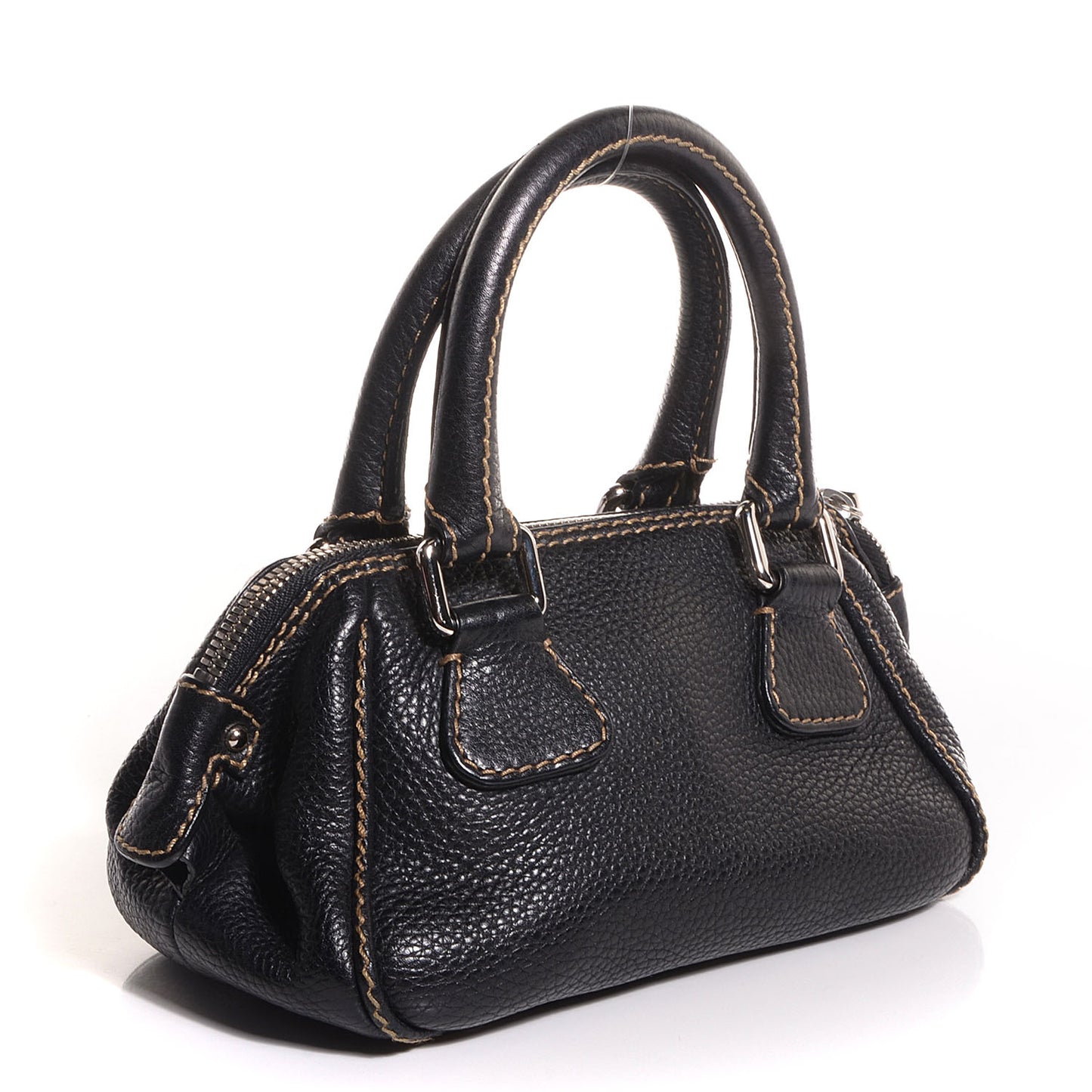 Leather Small Tassel Handbag Black