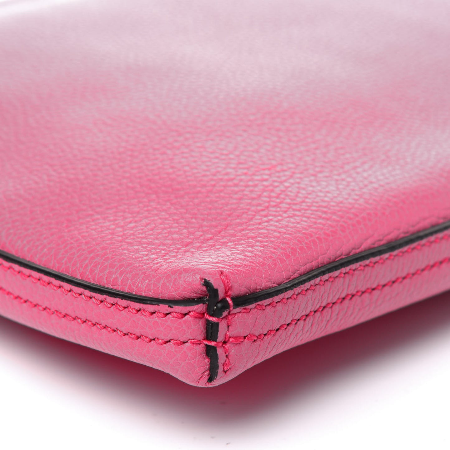 Pebbled Calfskin Medium Logo Portfolio Clutch Box Pink Green