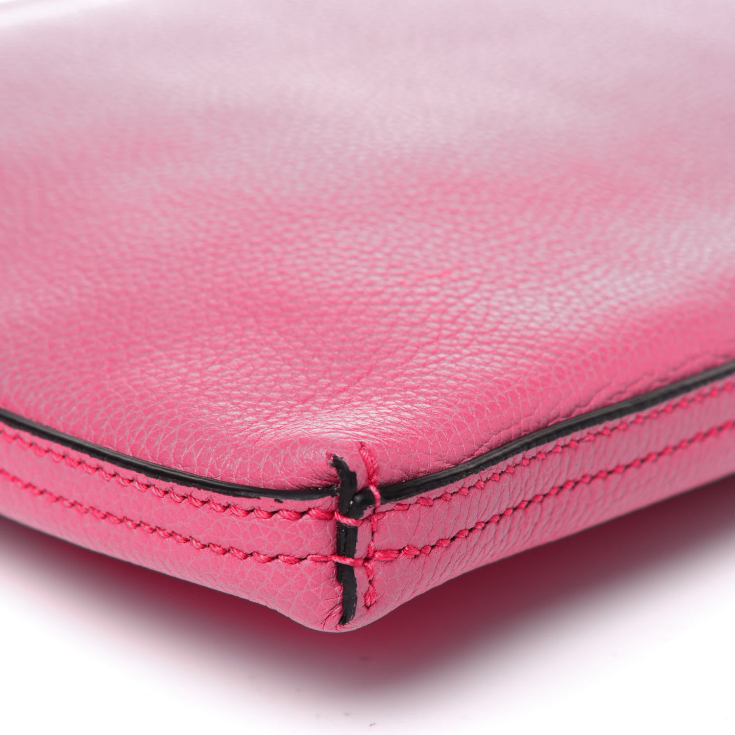 Gucci Pebbled Calfskin Medium Logo Portfolio Clutch Box Pink Green 12 of 15