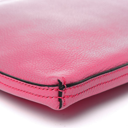 Gucci Pebbled Calfskin Medium Logo Portfolio Clutch Box Pink Green 12 of 15