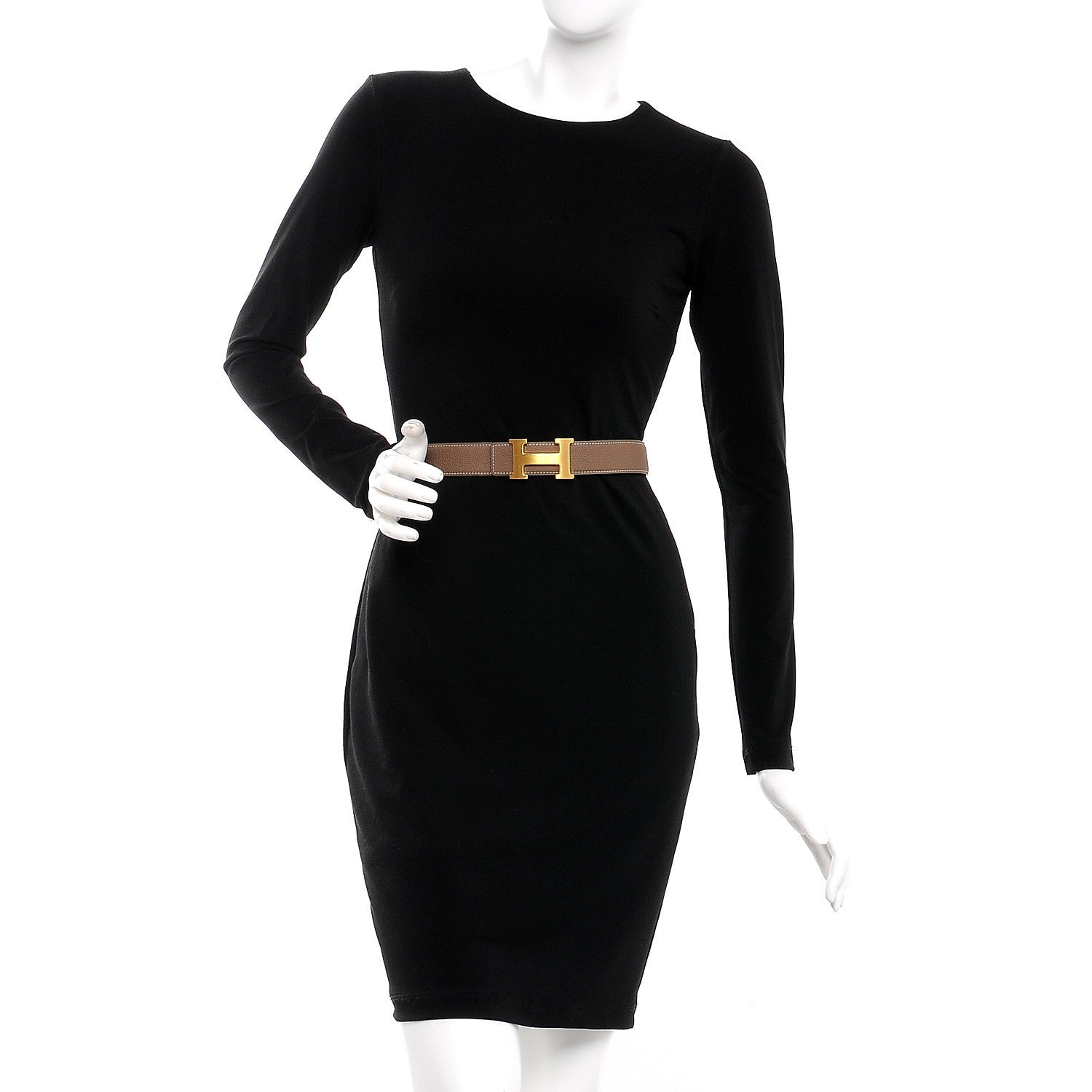 Hermes Box Togo 32mm H Belt 95 Black Etoupe 3 of 7