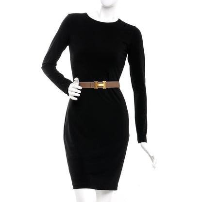 Hermes Box Togo 32mm H Belt 95 Black Etoupe 3 of 7
