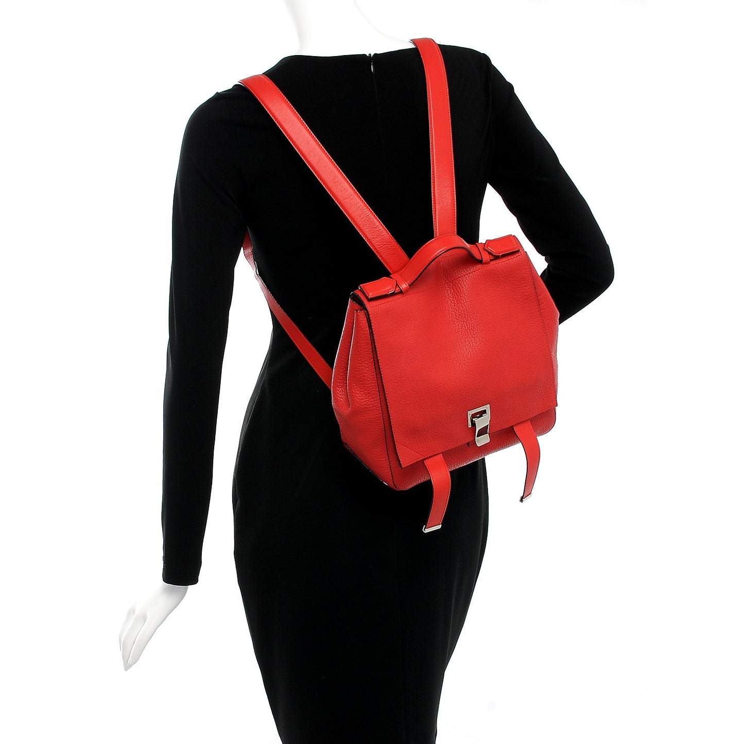 Pebbled Calfskin PS Courier Backpack Red