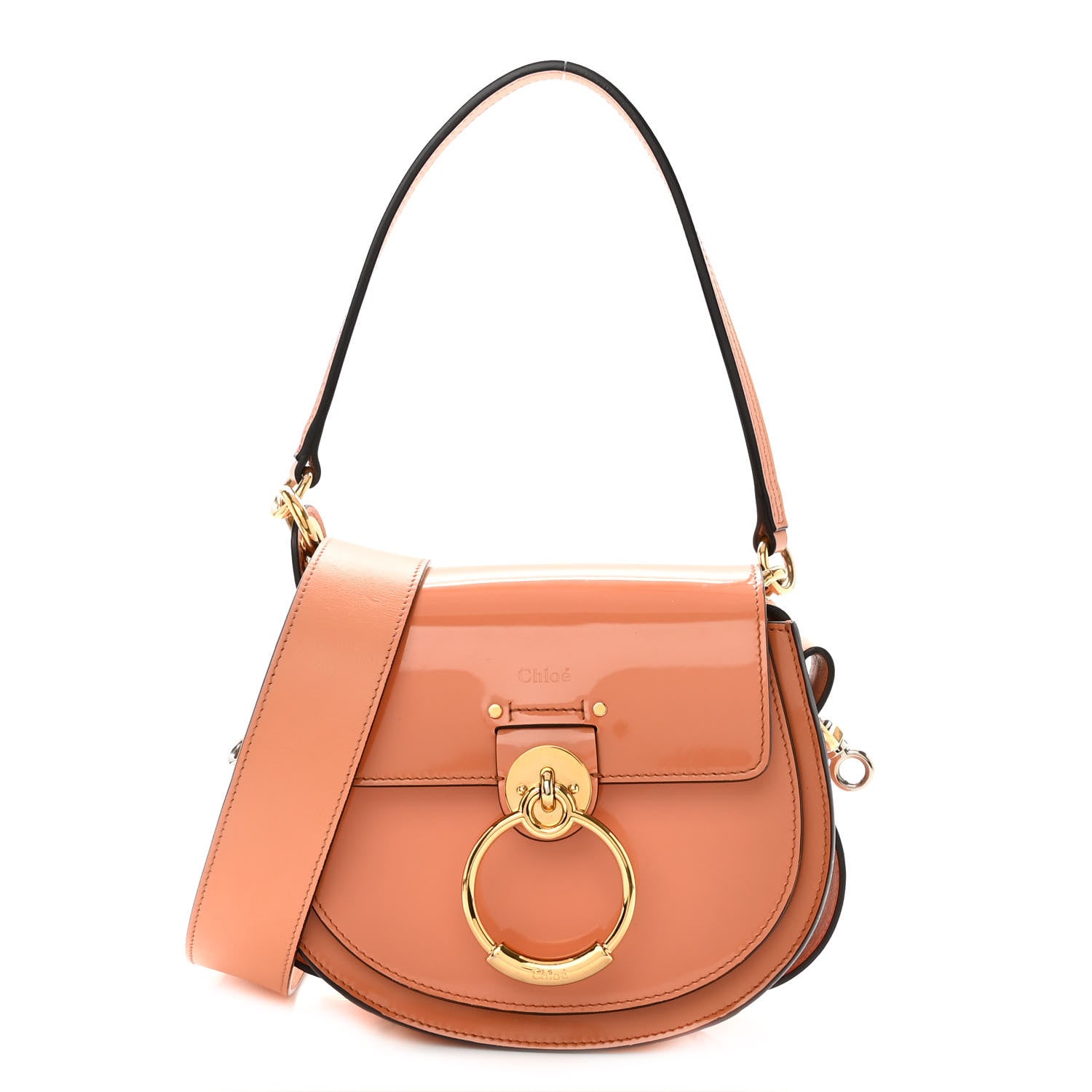 Chloe Patent Calfskin Suede Small Tess Bag Autumnal Brown 1 of 10