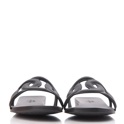 Hermes Rubber Aloha Sandals 38 Black 2 of 9