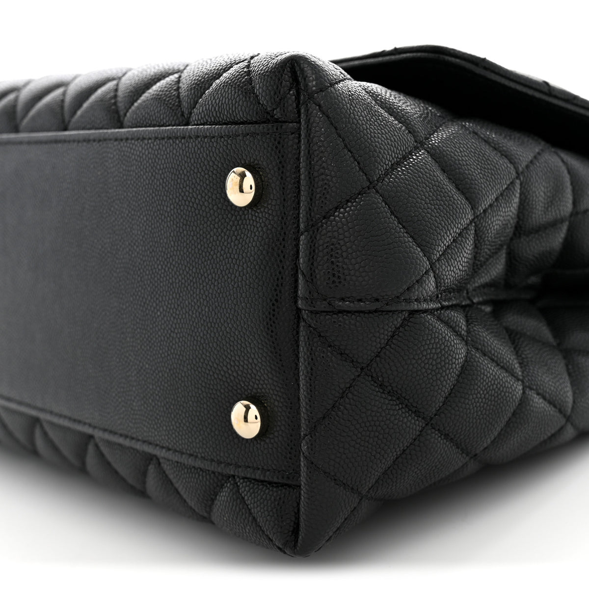 Caviar Quilted Small Coco Handle Flap Black