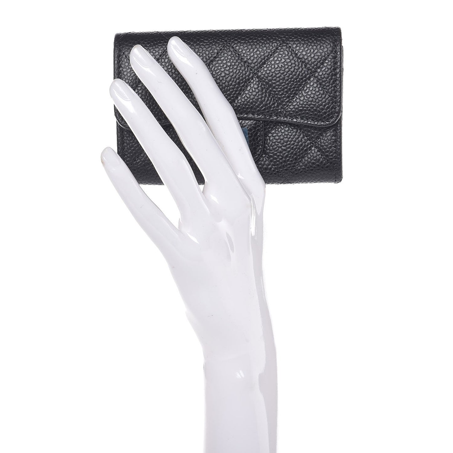Caviar Quilted Flap Card Holder Black