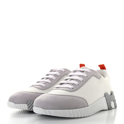 Hermes Technical Canvas Suede Goatskin Bouncing Sneakers 36 White Multicolor 3 of 8