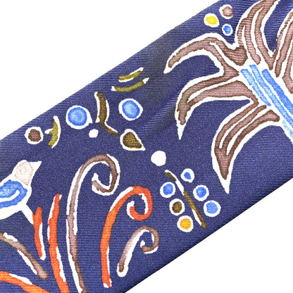Hermes Silk Isola Di Primavera Twilly Marine Kaki White 5 of 6