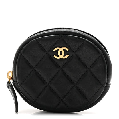 Chanel Lambskin Quilted Zip Around Classic Coin Purse Black 1 of 7