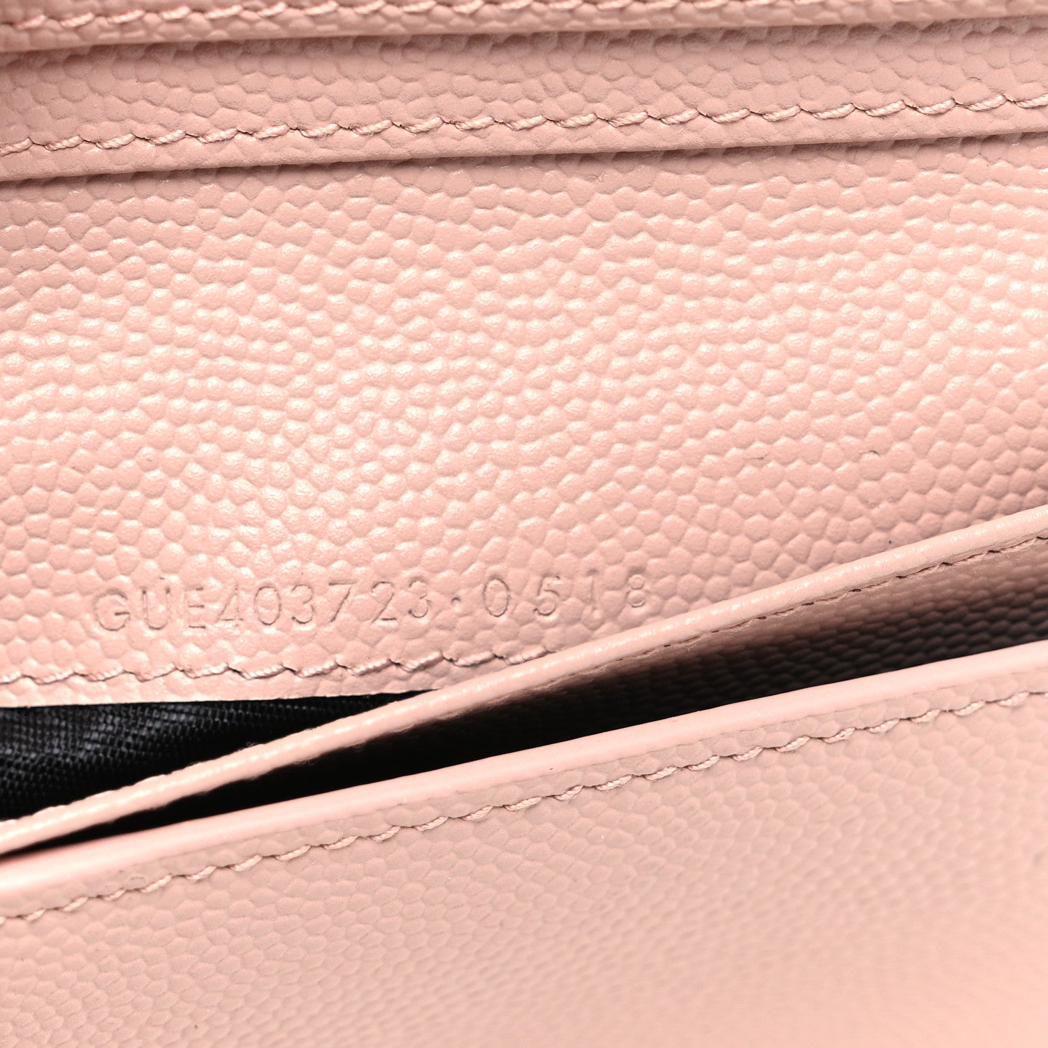 Saint Laurent Grain De Poudre Matelasse Chevron Monogram Compact Zip Around Wallet Pink 8 of 10