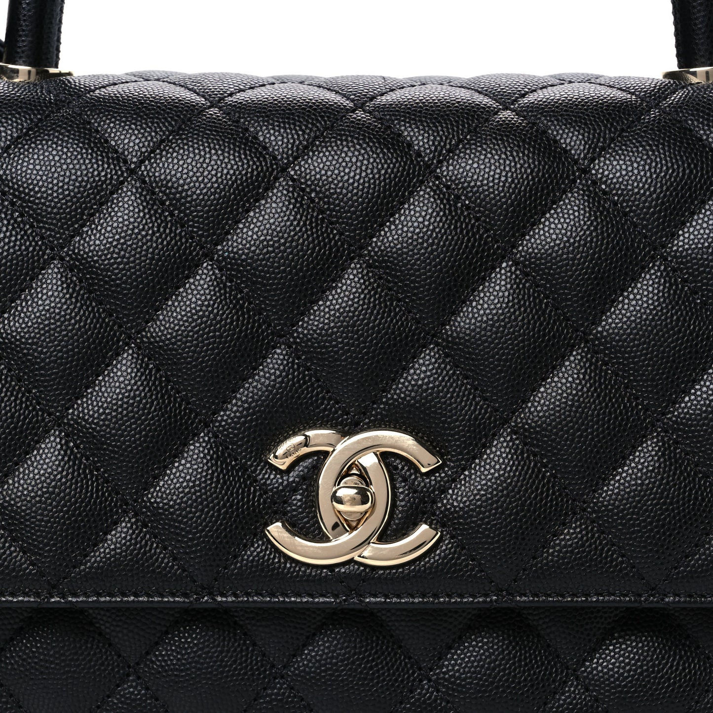 Caviar Quilted Small Coco Handle Flap Black