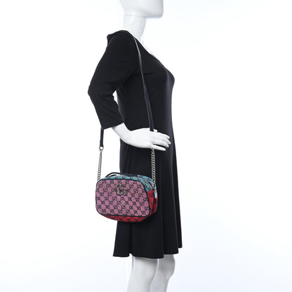 Gucci Monogram Multicolor Matelasse Diagonal Small GG Marmont Chain Shoulder Bag Pink Blue Green Red Light Blue 2 of 11