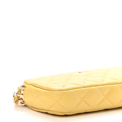 Chanel Lambskin Quilted Small Clutch With Chain Yellow 11 of 12