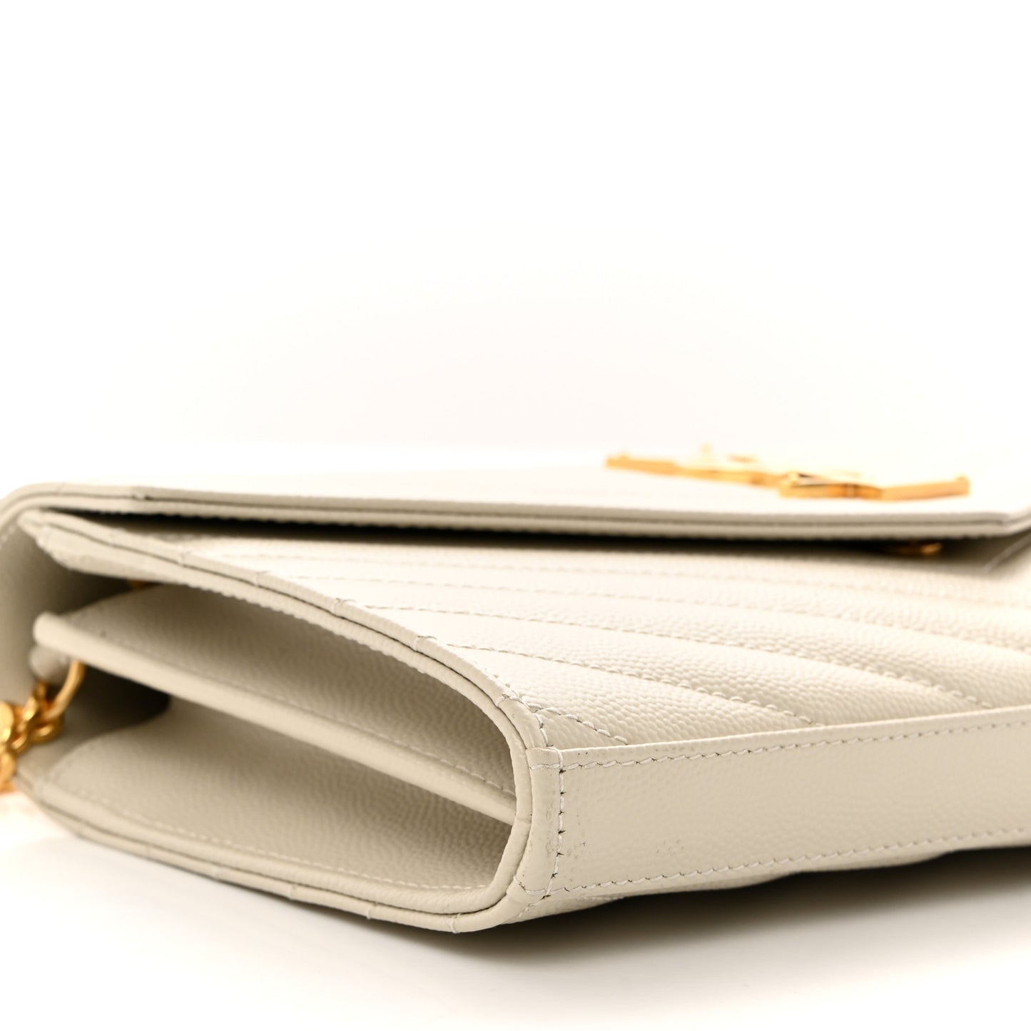 Grain De Poudre Matelasse Chevron Monogram Chain Wallet Crema Soft