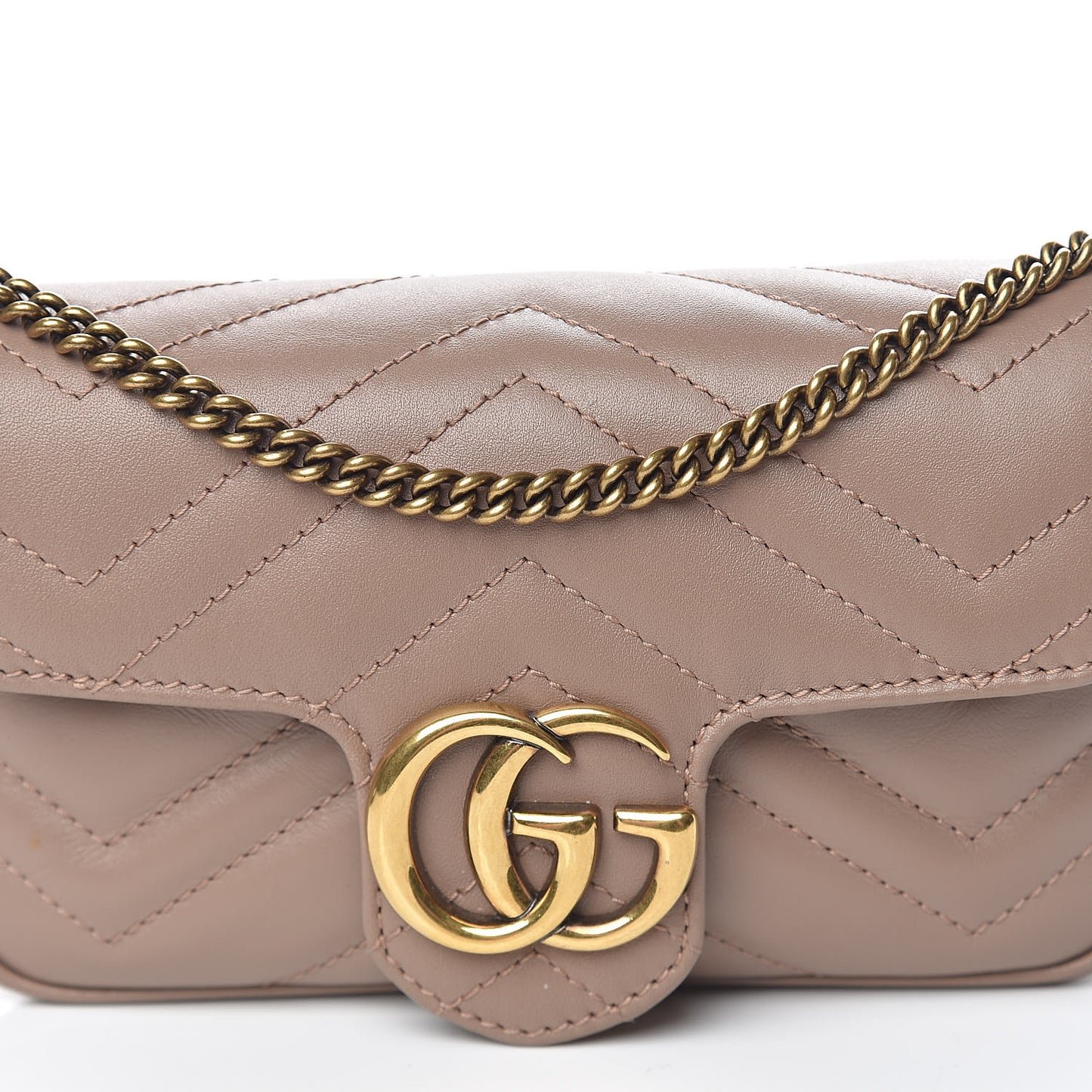 Calfskin Matelasse Super Mini GG Marmont Shoulder Bag Porcelain Rose
