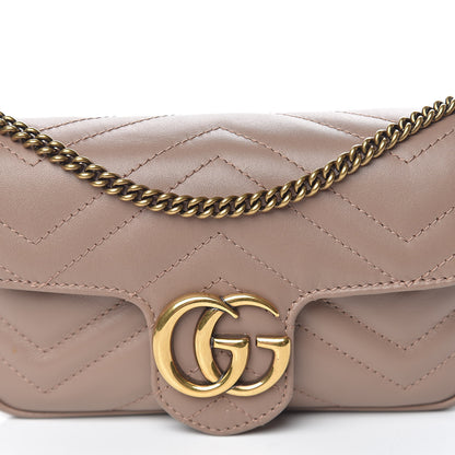 Gucci Calfskin Matelasse Super Mini GG Marmont Shoulder Bag Porcelain Rose 10 of 11