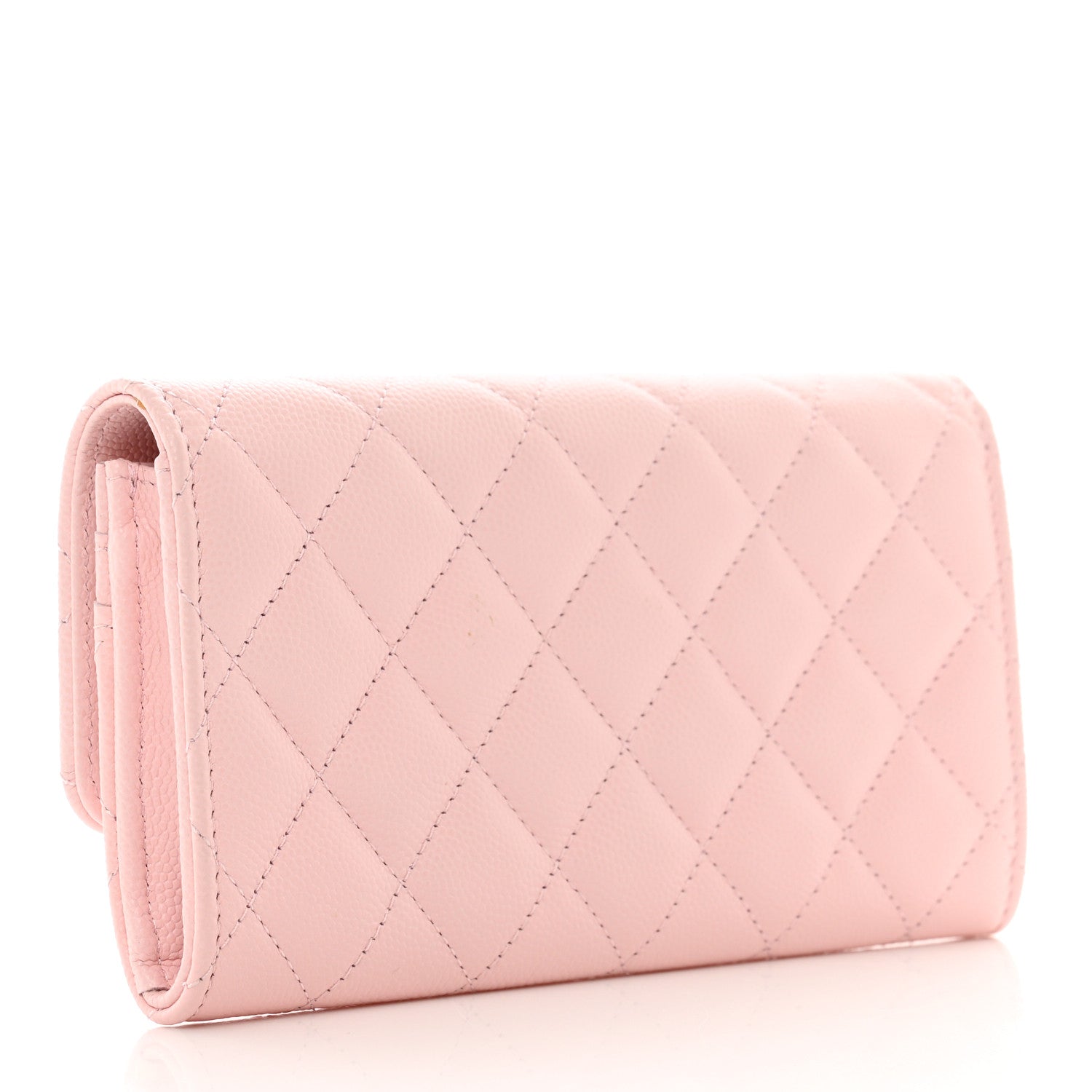 Chanel Caviar Quilted Crystal CC Large Gusset Flap Wallet Pink 3 of 9