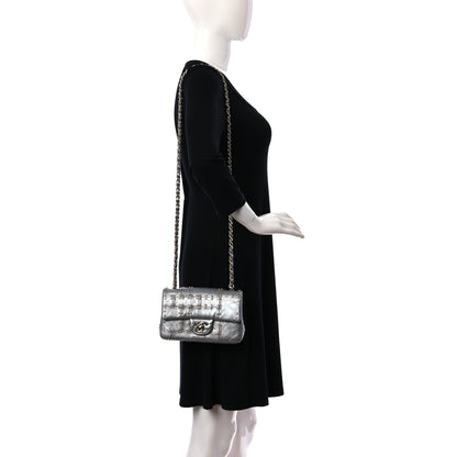 Chanel Glazed Calfskin Grommet Embellished Mini Airline Rectangular Flap Silver 2 of 13