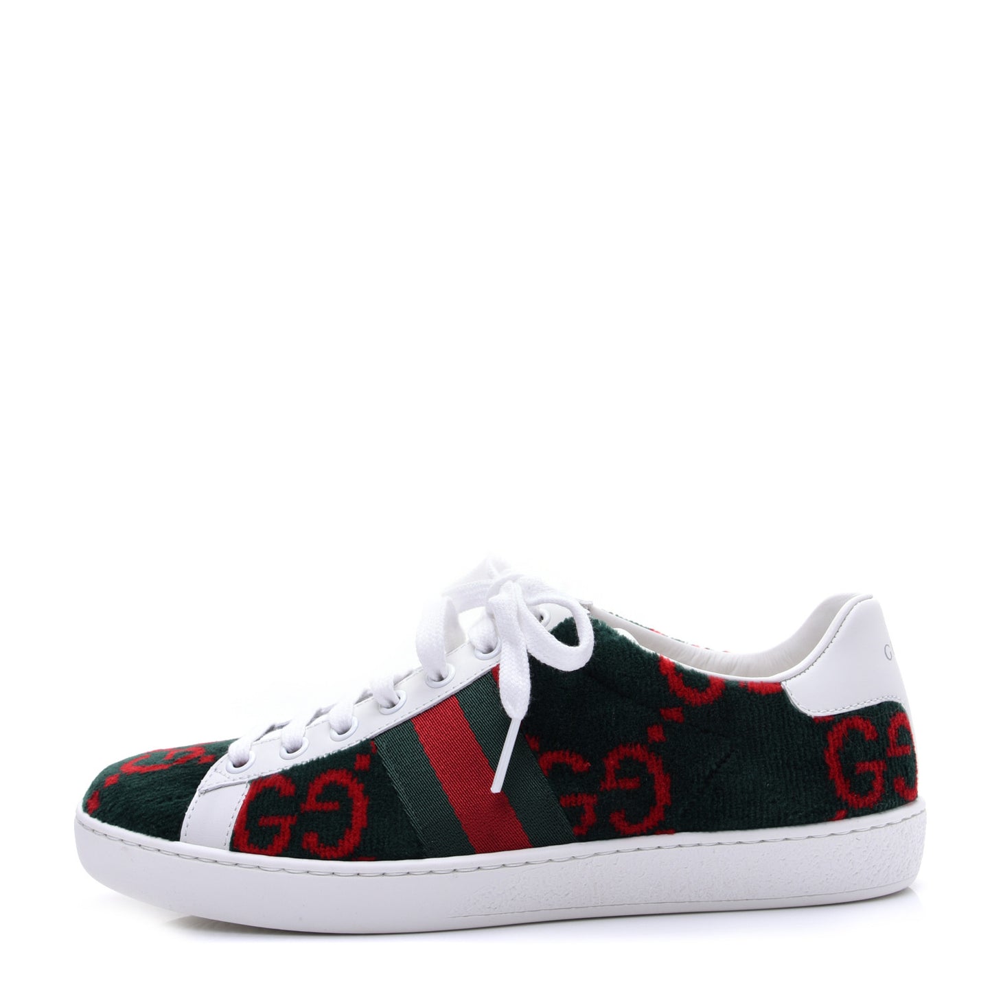 Terry Cloth GG Monogram Web Womens Ace Sneakers 36.5 Green Red
