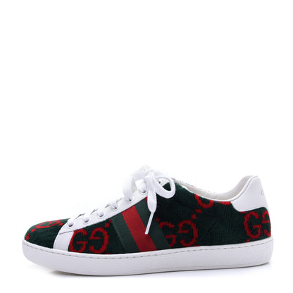 Gucci Terry Cloth GG Monogram Web Womens Ace Sneakers 36.5 Green Red 1 of 12
