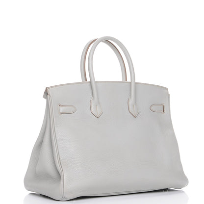 Hermes Taurillon Clemence Birkin 35 Gris Perle 3 of 25