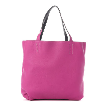 Hermes Taurillon Clemence Double Sens 36 Reversible Tote Bleu Nuit Magnolia 2 of 17