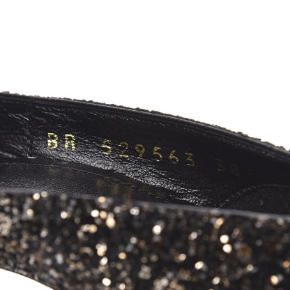 Saint Laurent Glitter Era Pumps 38 Black Silver 8 of 9