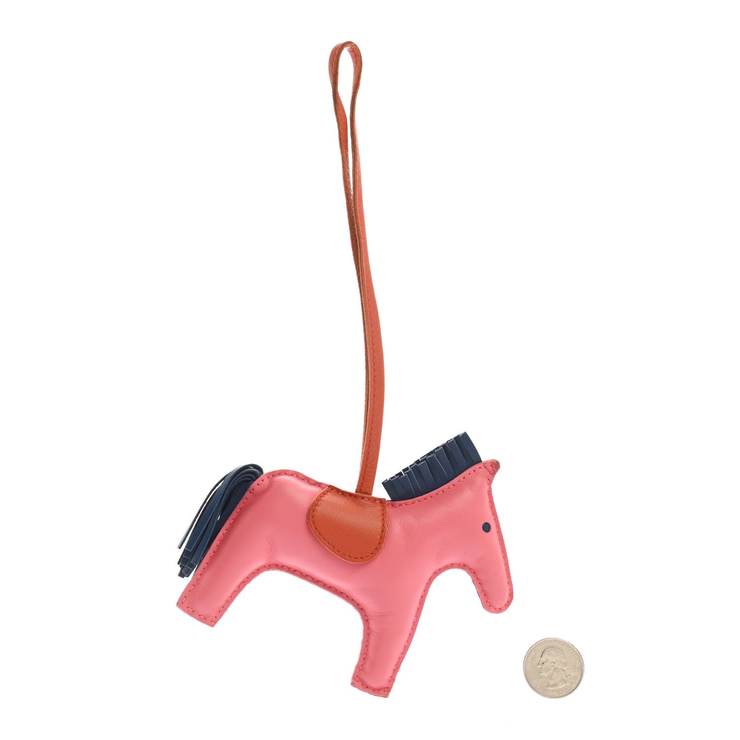 Hermes Milo Lambskin Grigri Rodeo Horse Bag Charm MM Rose Azalee Cornaline Bleu De Malte 2 of 6