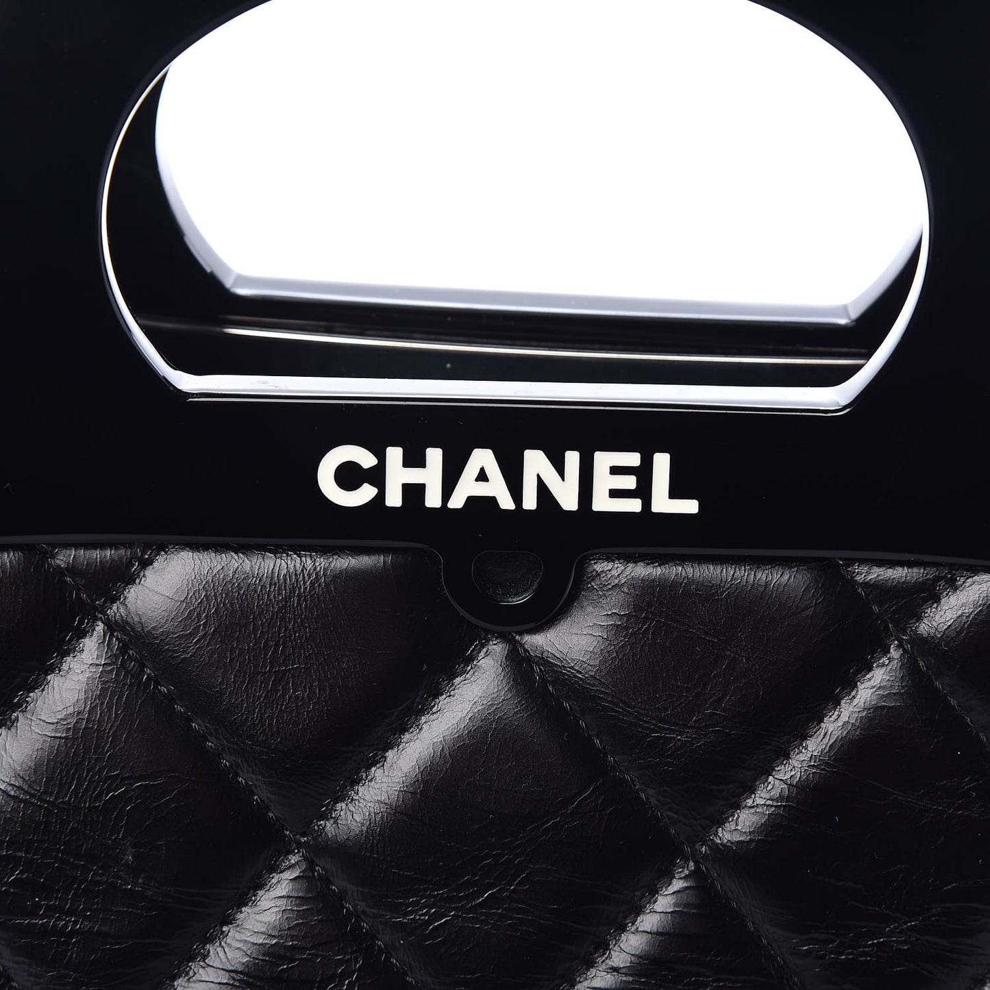 Glazed Calfskin Quilted Small CC Delivery Tote Black