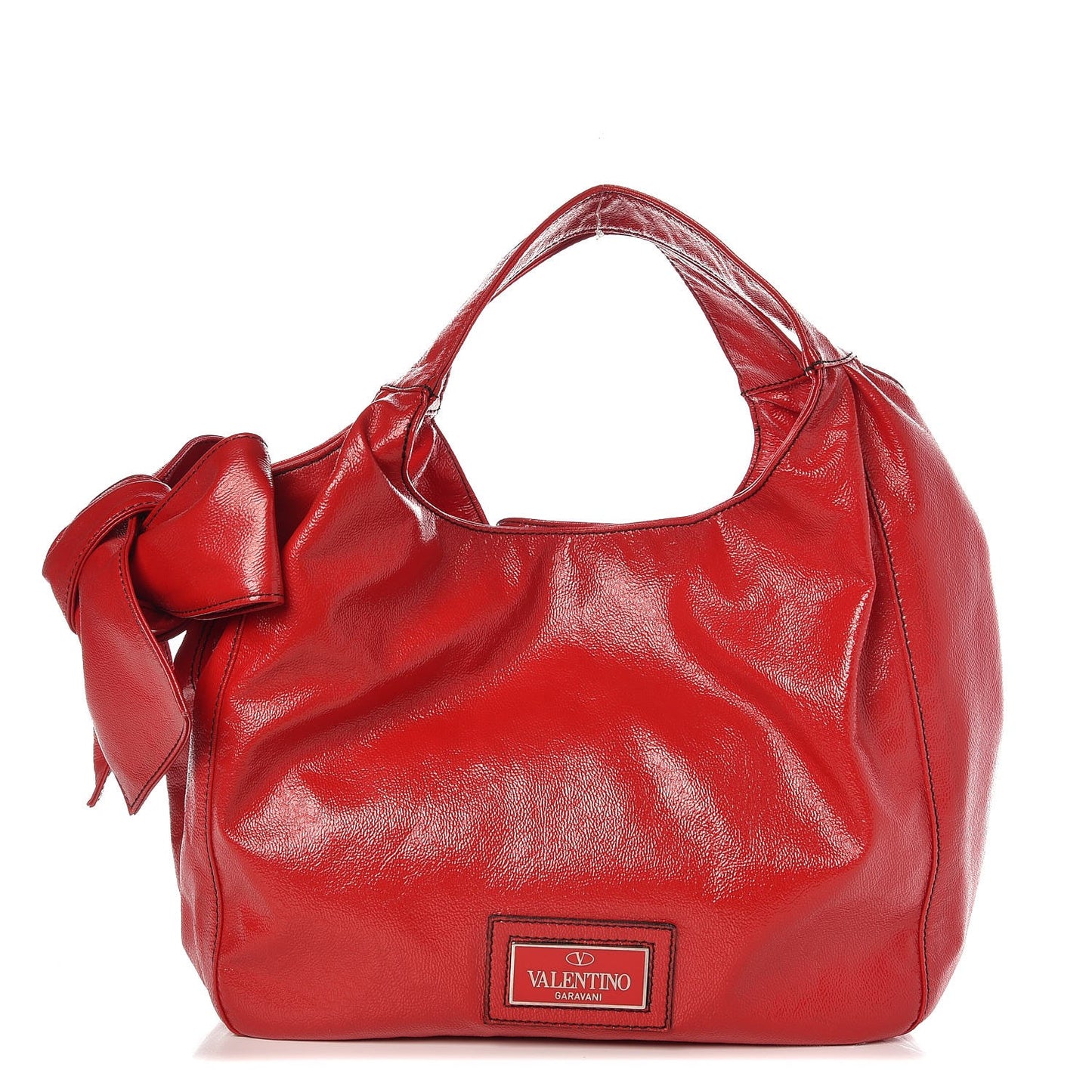 Crinkled Canvas Small Nuage Bow Hobo Red