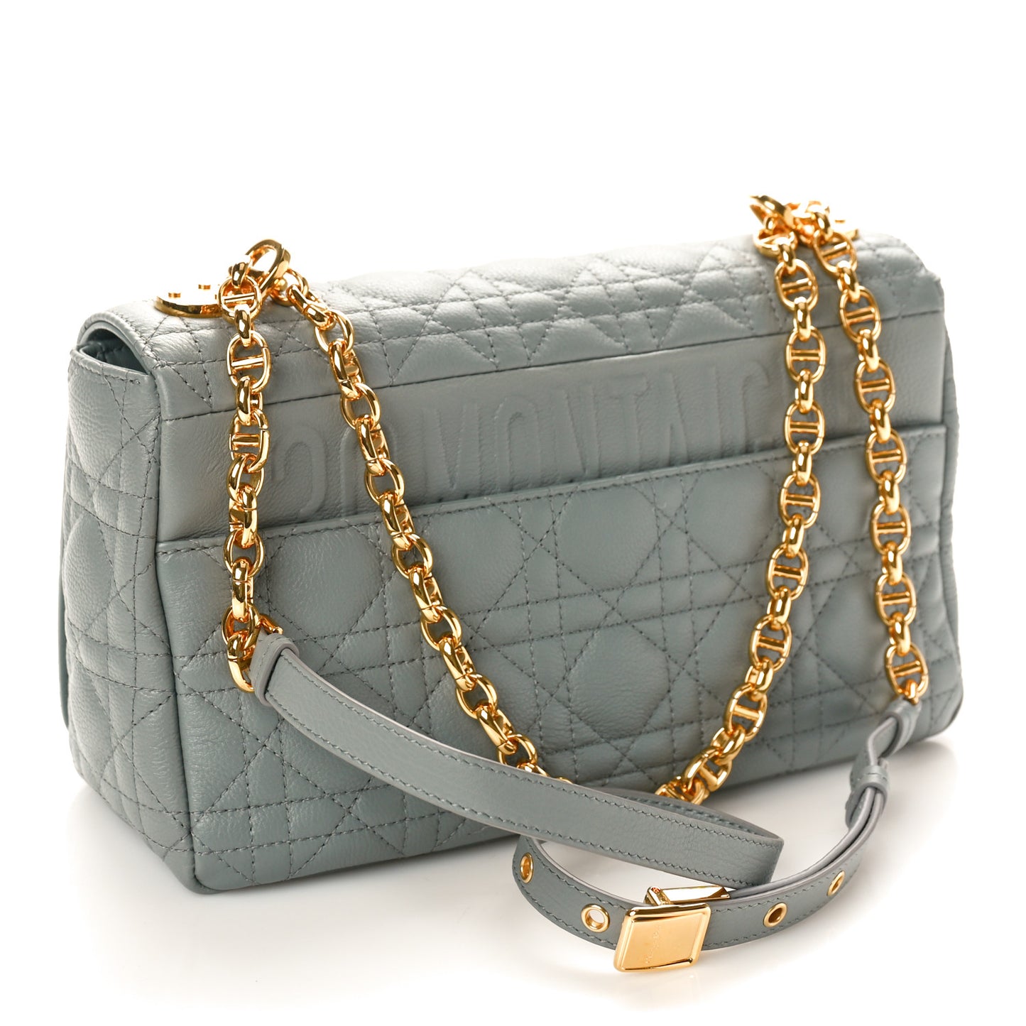 Calfskin Cannage Medium Caro Bag Ethereal Grey