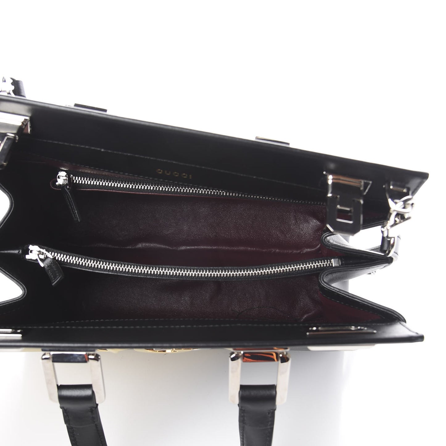 Smooth Calfskin Diagonal Striped Small Zumi Top Handle Bag Black Beige