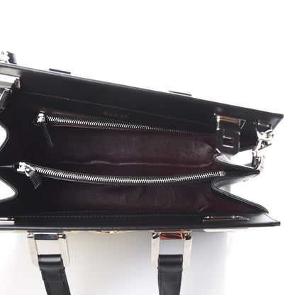 Gucci Smooth Calfskin Diagonal Striped Small Zumi Top Handle Bag Black Beige 4 of 7