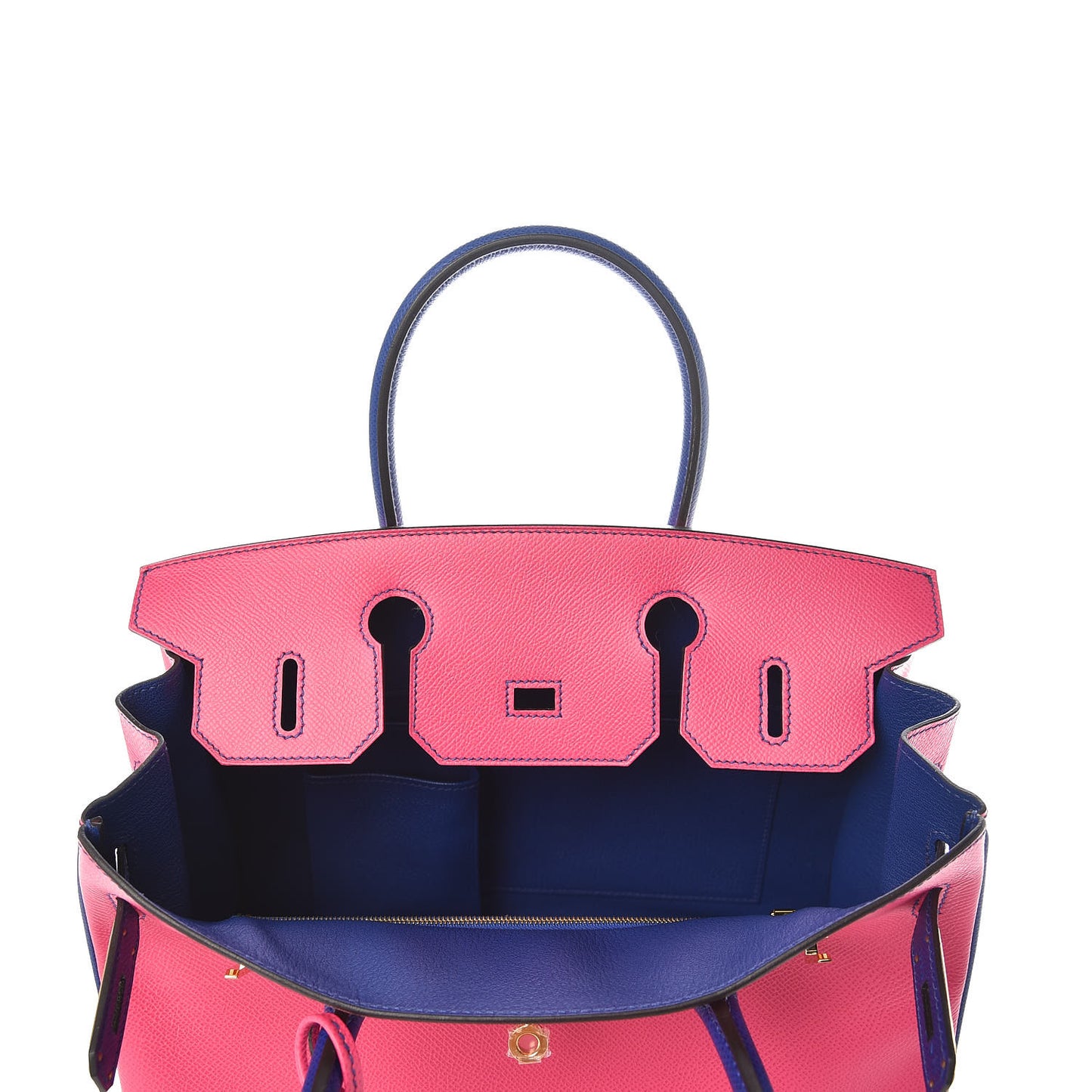 Epsom Bi Color Horseshoe Birkin 30 Rose Tyrien Bleu Electrique