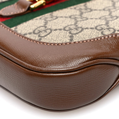 Gucci GG Supreme Monogram Azalea Calfskin Web Mini Jackie 1961 Hobo Beige Ebony Brown Sugar 9 of 9