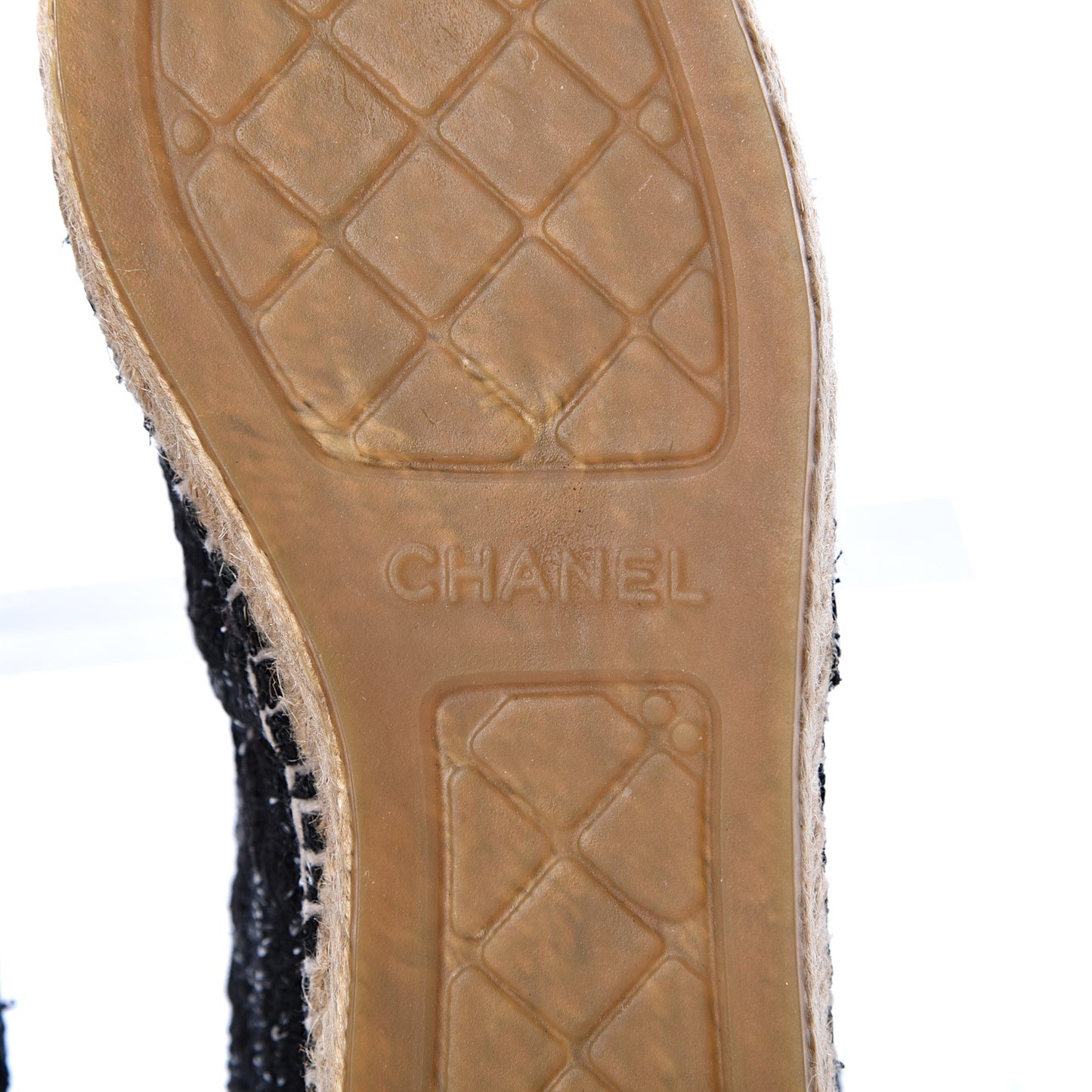 Tweed Patent Goatskin Sequin CC Espadrilles 36 Black