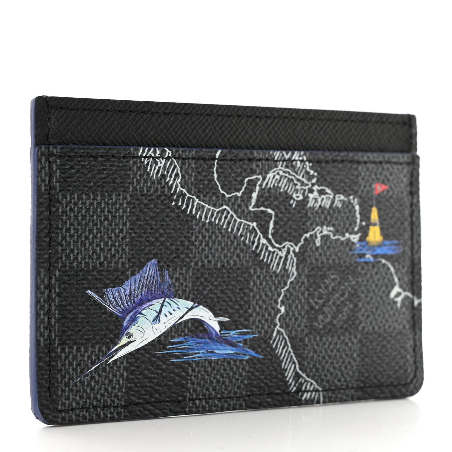 Damier Graphite World Map Porte Cartes Simple