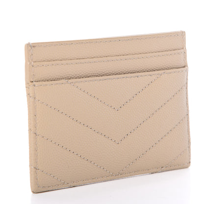 Saint Laurent Grain De Poudre Matelasse Chevron Monogram Credit Card Case Nude Powder 2 of 7