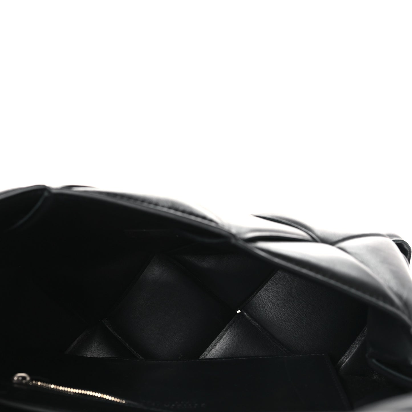 Nappa Intreccio Padded Top Handle Shoulder Bag Black