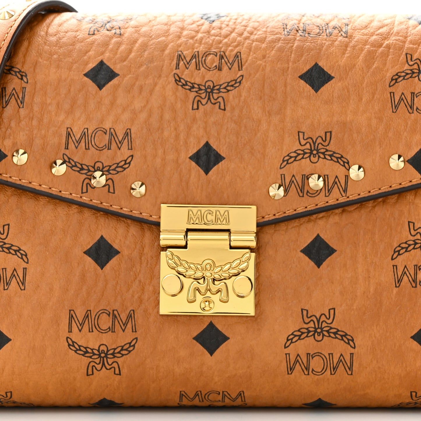 Visetos Studded Medium Tracy Crossbody Cognac