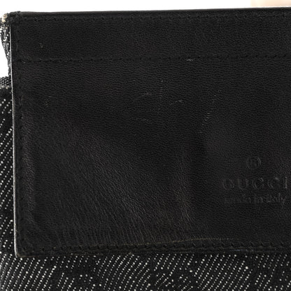 Gucci Denim Monogram Double Pocket Belt Bag Black 26 of 31
