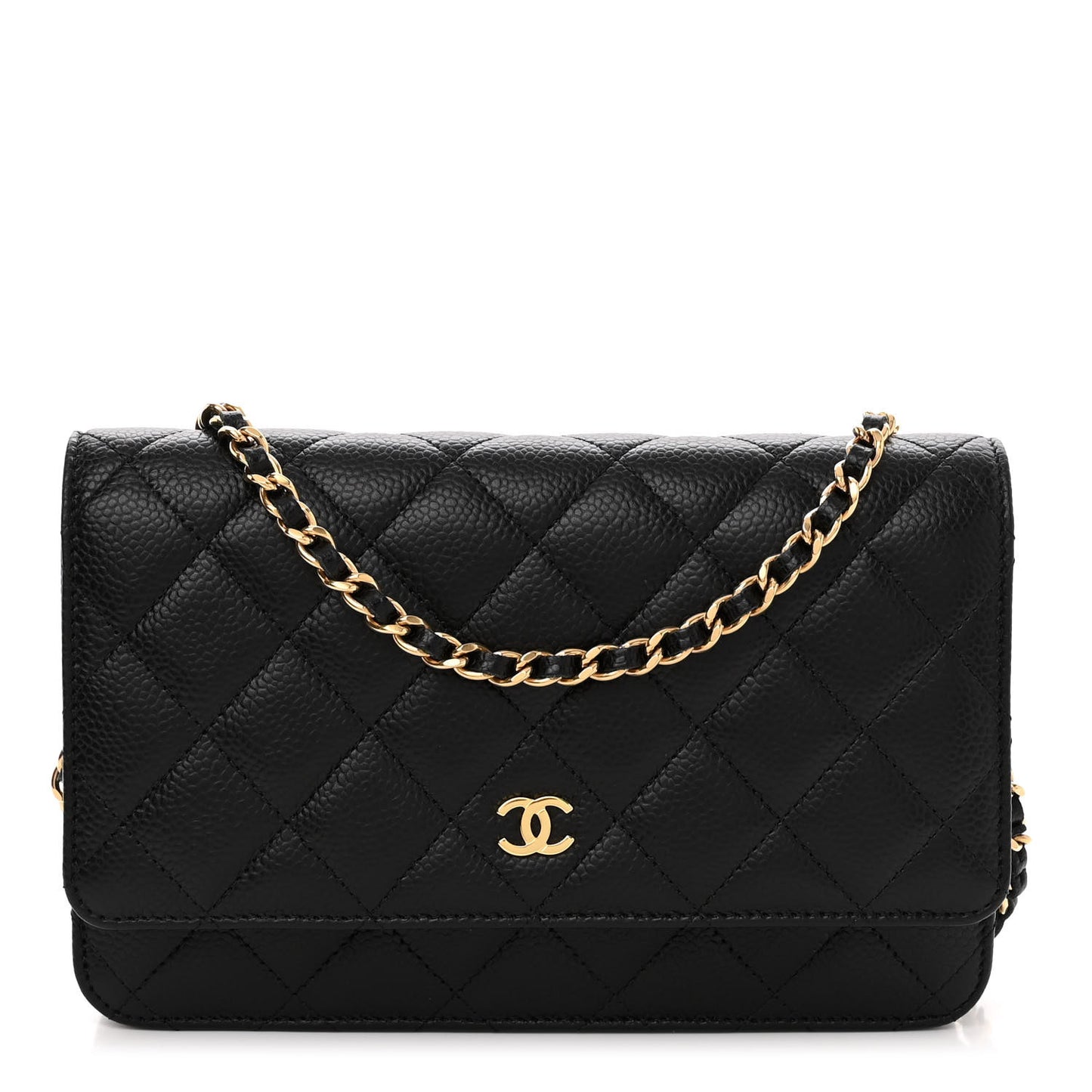 Caviar Quilted Wallet on Chain WOC Black