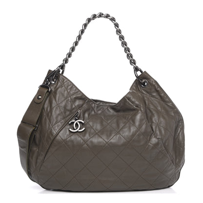 Chanel Calfskin Coco Pleats Hobo Khaki 1 of 11
