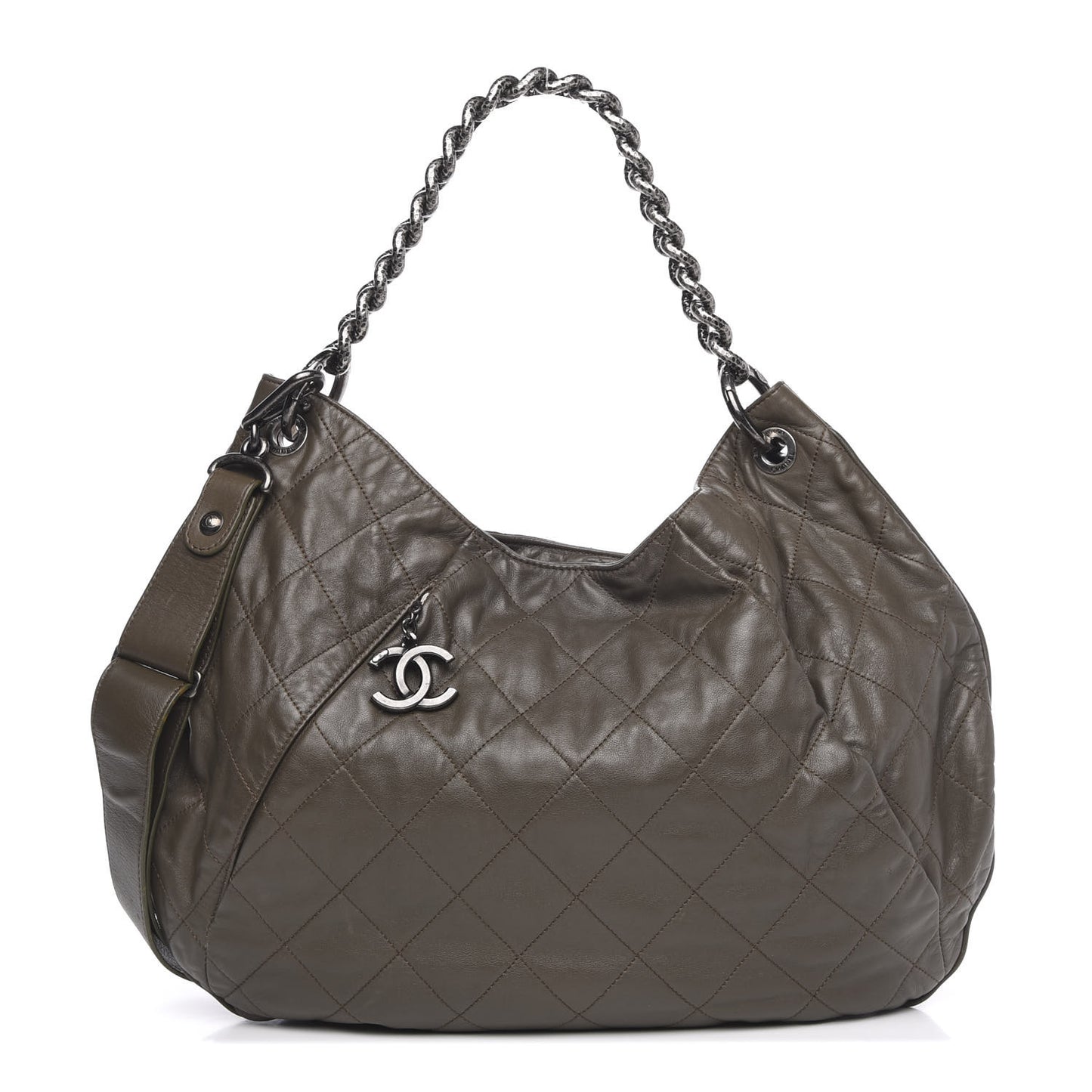 Calfskin Coco Pleats Hobo Khaki