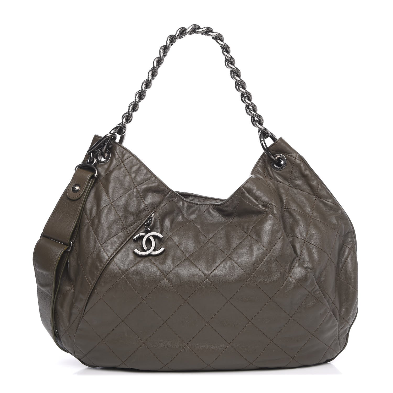 Chanel Calfskin Coco Pleats Hobo Khaki 1 of 11