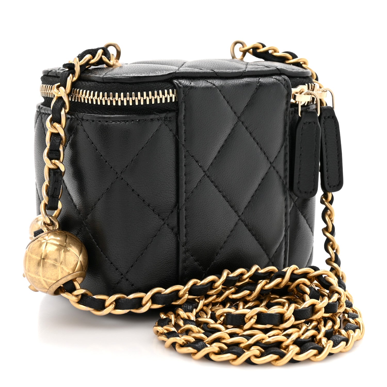 Chanel Lambskin Quilted Mini Pearl Crush Vanity Case With Chain Black 3 of 12