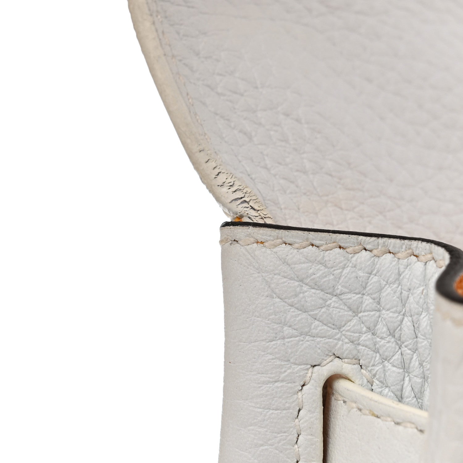 Hermes Taurillon Clemence Horseshoe Kelly Retourne 28 White Jaune D'Or 12 of 19