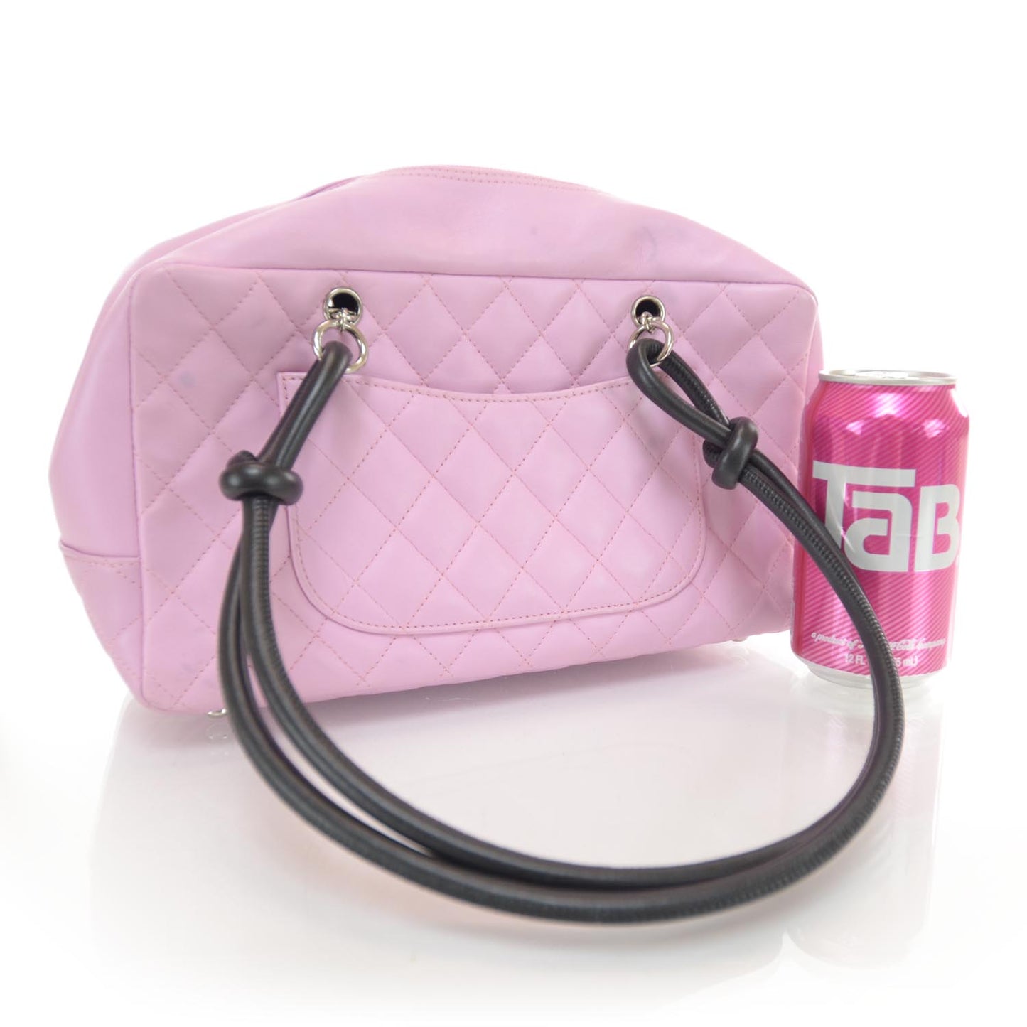 Calfskin Quilted Large Cambon Bowler Pink Black