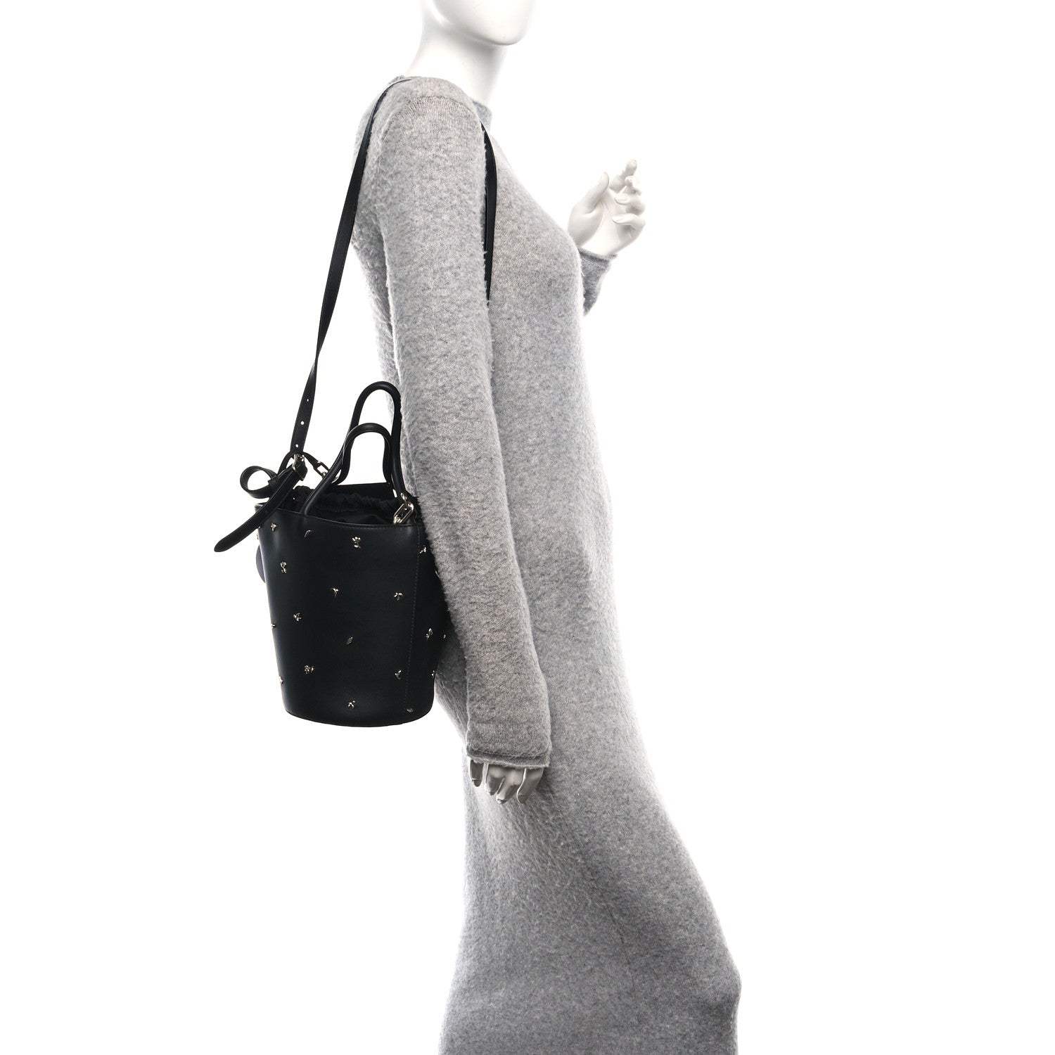 Alexander Wang Smooth Calfskin Studded Roxy Bucket Bag Black 2 of 9